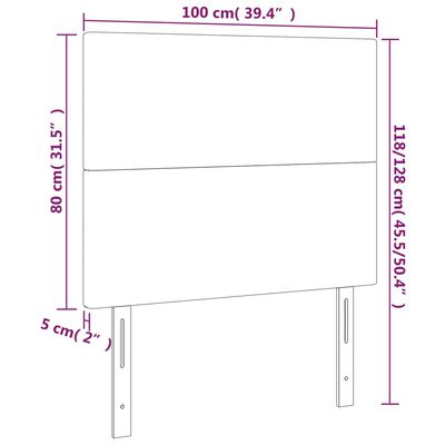 vidaXL Tăblie de pat cu LED, crem, 100x5x118/128 cm, piele ecologică