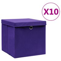 vidaXL Cutii depozitare cu capace, 10 buc., violet, 28x28x28 cm