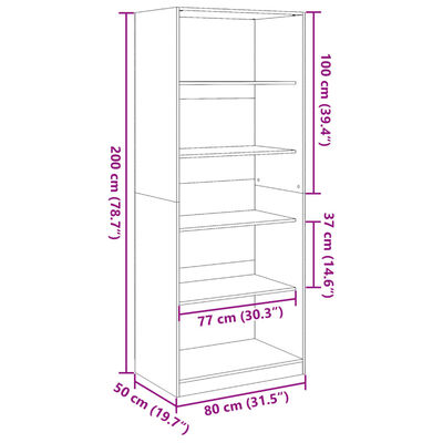 vidaXL Șifonier, gri beton, 80x50x200 cm, lemn prelucrat