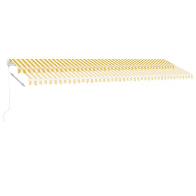 vidaXL Copertină retractabilă manual cu LED, galben și alb, 600x300 cm