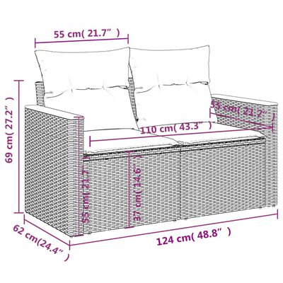 vidaXL Set canapele de grădină, 9 piese, cu perne, bej, poliratan