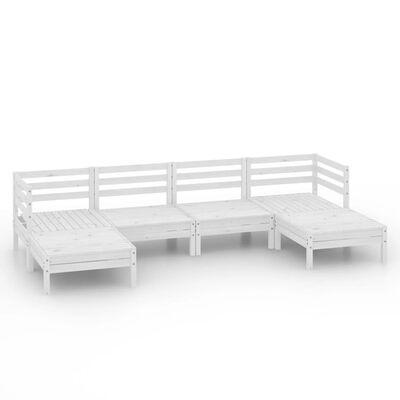 vidaXL Set mobilier de grădină, 6 piese, alb, lemn masiv de pin