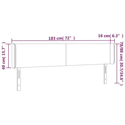 vidaXL Tăblie de pat cu LED cappuccino 183x16x78/88 cm piele ecologică