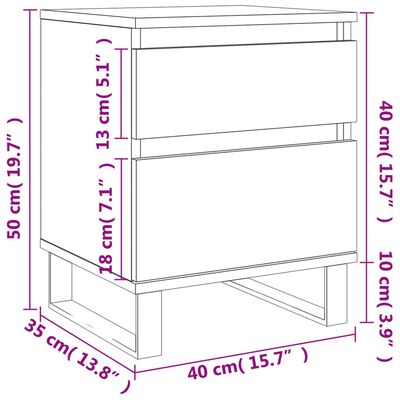 vidaXL Noptiere, 2 buc., alb, 40x35x50 cm, lemn compozit