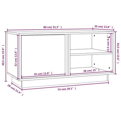 vidaXL Comodă TV, gri, 80x35x40,5 cm, lemn masiv de pin