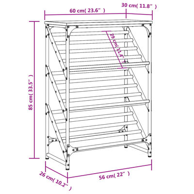 vidaXL Suport de pantofi, stejar sonoma, 60x30x85 cm, lemn prelucrat