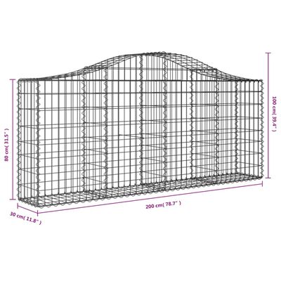 vidaXL Coșuri gabion arcuite 3 buc, 200x30x80/100cm, fier galvanizat