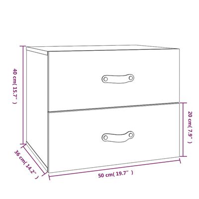 vidaXL Noptiere de perete, 2 buc., gri, 50x36x40 cm