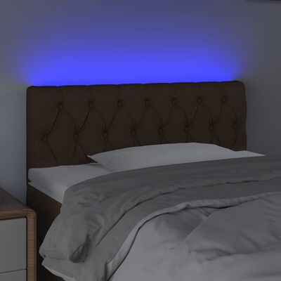 vidaXL Tăblie de pat cu LED, maro închis, 100x7x78/88 cm, textil