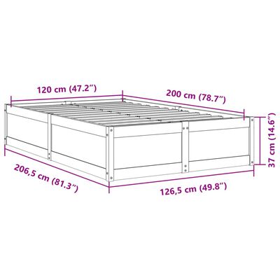 vidaXL Cadru de pat, alb, 120x200 cm, lemn masiv de pin