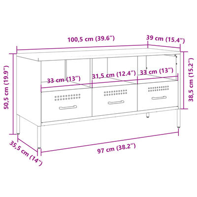 vidaXL Dulap TV, roz, 100,5x39x50,5 cm, oțel