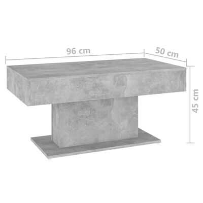 vidaXL Măsuță de cafea, gri beton, 96x50x45 cm, PAL