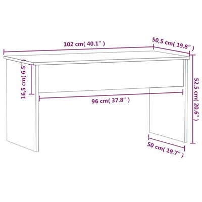 vidaXL Măsuță de cafea, gri beton, 102x50,5x52,5 cm, lemn prelucrat