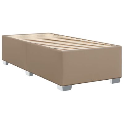 vidaXL Pat box spring cu saltea, cappuccino, 80x200 cm piele ecologică