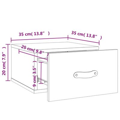 vidaXL Noptiere montate pe perete 2 buc. gri beton 35x35x20 cm