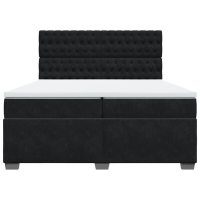 vidaXL Pat box spring cu saltea, negru, 200x200 cm, catifea