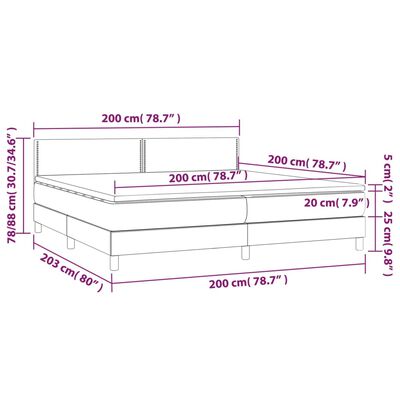 vidaXL Pat cu arcuri, saltea & LED, roz, 200x200 cm, catifea