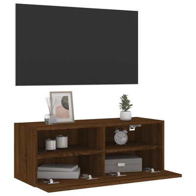 vidaXL Comodă TV de perete, stejar maro, 80x30x30 cm lemn, prelucrat