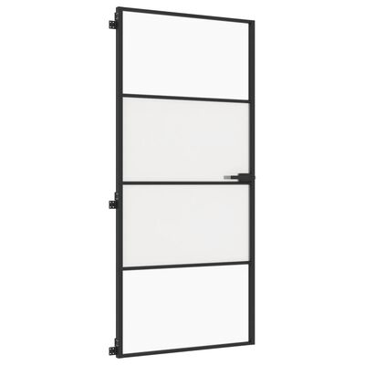 vidaXL Ușă de interior negru 93x201,5 cm sticlă securiz./aluminiu slim