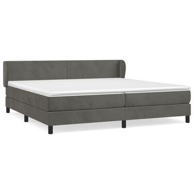 vidaXL Pat box spring cu saltea, gri închis, 200x200 cm, catifea