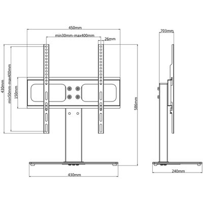 vidaXL Suport TV piedestal, ecran 26-42 inchi Max VESA 400x400 mm 30kg