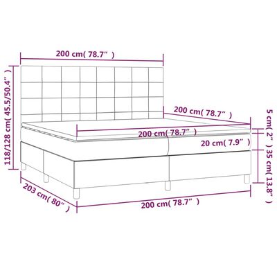 vidaXL Pat cu arcuri, saltea și LED, verde închis, 200x200 cm, catifea