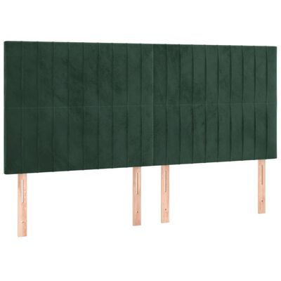 vidaXL Tăblie de pat cu LED, verde închis, 180x5x118/128 cm, catifea