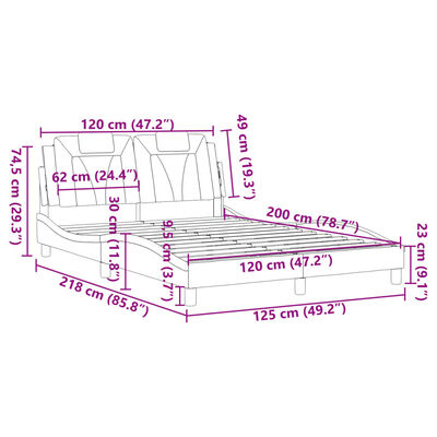 vidaXL Cadru de pat cu tăblie, maro, 120x200 cm, piele ecologică