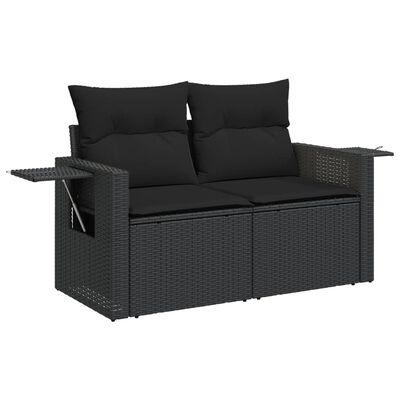 vidaXL Set mobilier de grădină cu perne, 14 piese, negru, poliratan