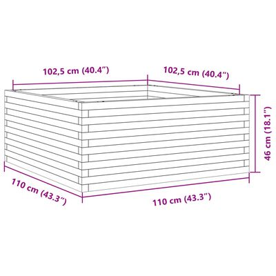 vidaXL Jardinieră de grădină, 110x110x46 cm, lemn masiv de pin