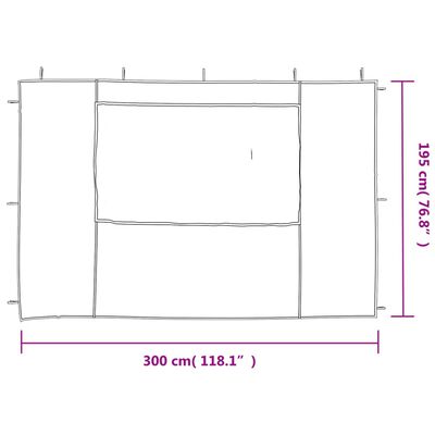 vidaXL Perete lateral cort petrecere, 2 buc, verde, PE, cu fereastră