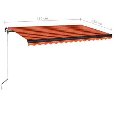 vidaXL Copertină retractabilă manual, portocaliu/ maro, 450x350 cm