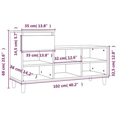 vidaXL Pantofar, stejar sonoma, 102x36x60 cm, lemn prelucrat