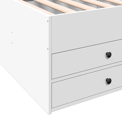 vidaXL Cadru pat de zi cu sertare, alb, 75x190 cm, lemn prelucrat