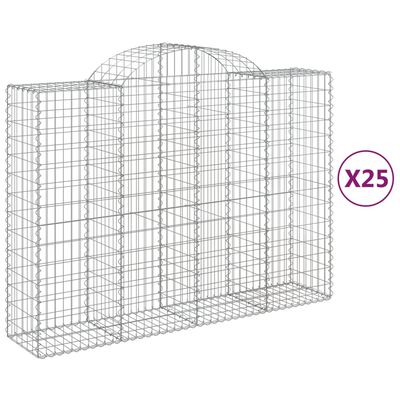 vidaXL Coșuri gabion arcuite 25 buc, 200x50x140/160cm, fier galvanizat