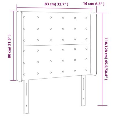 vidaXL Tăblie de pat cu LED, negru, 83x16x118/128 cm, textil