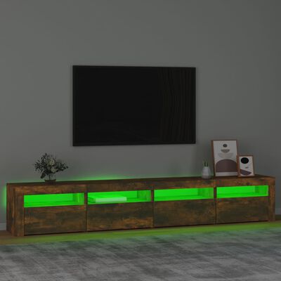 vidaXL Comodă TV cu lumini LED, stejar fumuriu, 240x35x40cm