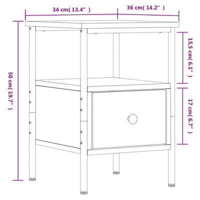 vidaXL Noptiere, 2 buc., stejar sonoma, 34x36x50 cm, lemn compozit