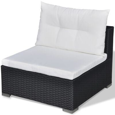 vidaXL Set mobilier de grădină cu perne, 6 piese, negru, poliratan