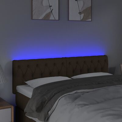 vidaXL Tăblie de pat cu LED, maro închis, 160x7x78/88 cm, textil