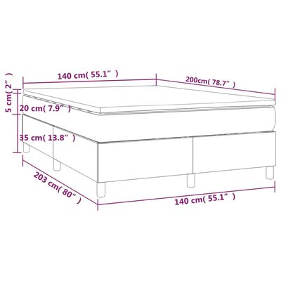 vidaXL Pat box spring cu saltea, gri deschis, 140x200 cm, catifea