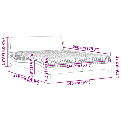 vidaXL Pat cu saltea, maro, 160x200 cm, piele ecologică