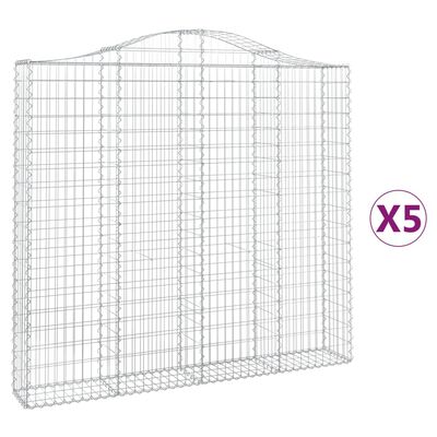 vidaXL Coșuri gabion arcuite 5 buc, 200x30x180/200cm, fier galvanizat