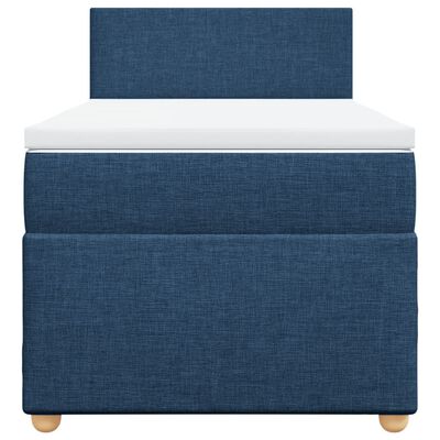 vidaXL Pat box spring cu saltea, albastru, 90x190 cm, textil