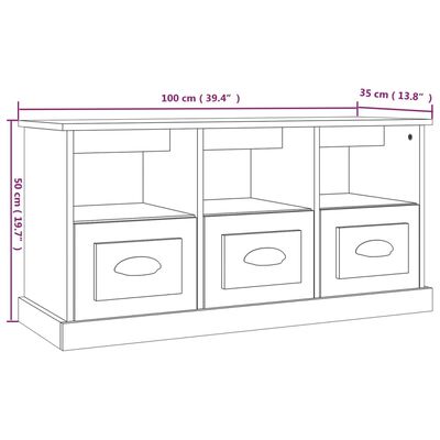 vidaXL Comodă TV, gri sonoma, 100x35x50 cm, lemn prelucrat