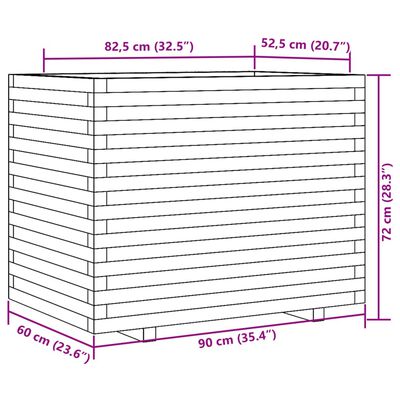 vidaXL Jardinieră de grădină, 90x60x72 cm, lemn de pin impregnat