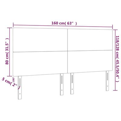 vidaXL Tăblie de pat cu LED, cappuccino, 160x5x118/128 cm, piele eco