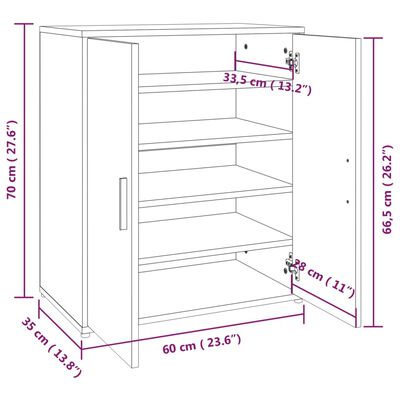 vidaXL Pantofar, stejar fumuriu, 60x35x70 cm, lemn prelucrat