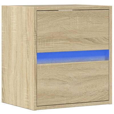 vidaXL Comodă TV de perete cu lumini LED, stejar sonoma, 41x31x45 cm