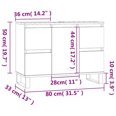 vidaXL Dulap pentru baie, negru, 80x33x60 cm, lemn compozit